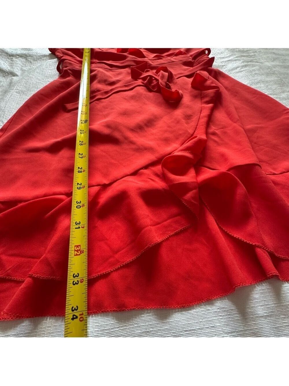 Sunday Best Red Ruffled Wrap Sundress. size 4 - Picture 6 of 7